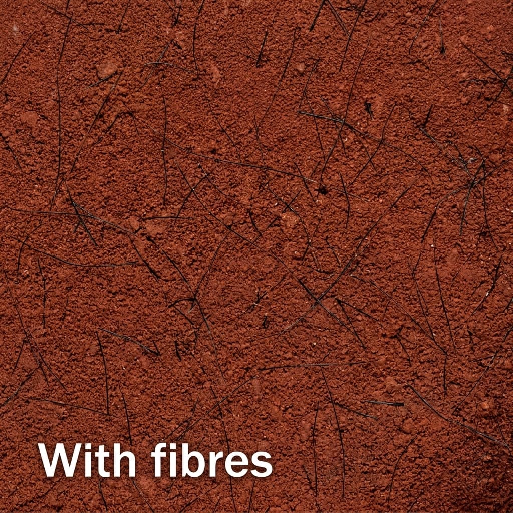 Close-up of a coating surface reinforced with microfibres